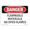 Signmission OSHA Danger Sign, 7" Height, 10" Width, Rigid Plastic, Flammable Materials No Open Flames, Landscape OS-DS-P-710-L-2362 - alternate 1